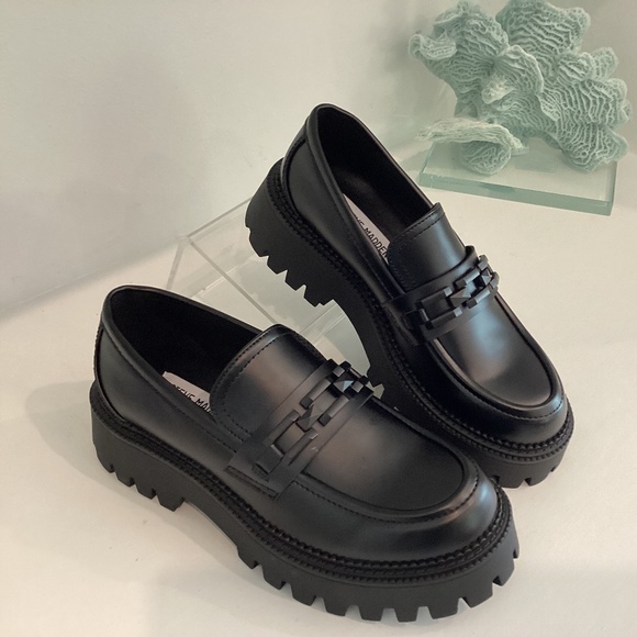 Steve Madden Shoes - Steve Madden Women's Loafer Chunky Platform Black Leather All Sizes